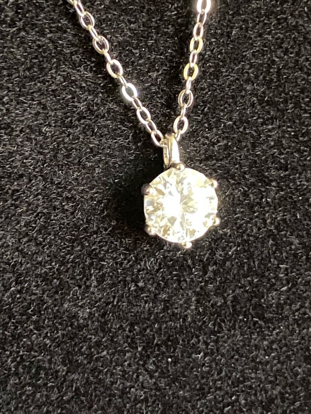 Classic 1 Carat Solitaire Moissanite Pendant Necklace in Silver - Picture 4 of 6